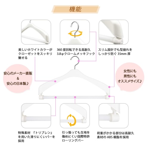 Kojima Magic-designed Suit Hangers [Shinko Hanger Official] Recommendations for Storage: Rotating Suit Hangers 42cm, Set of 6 | Outerwear Hangers, Jac