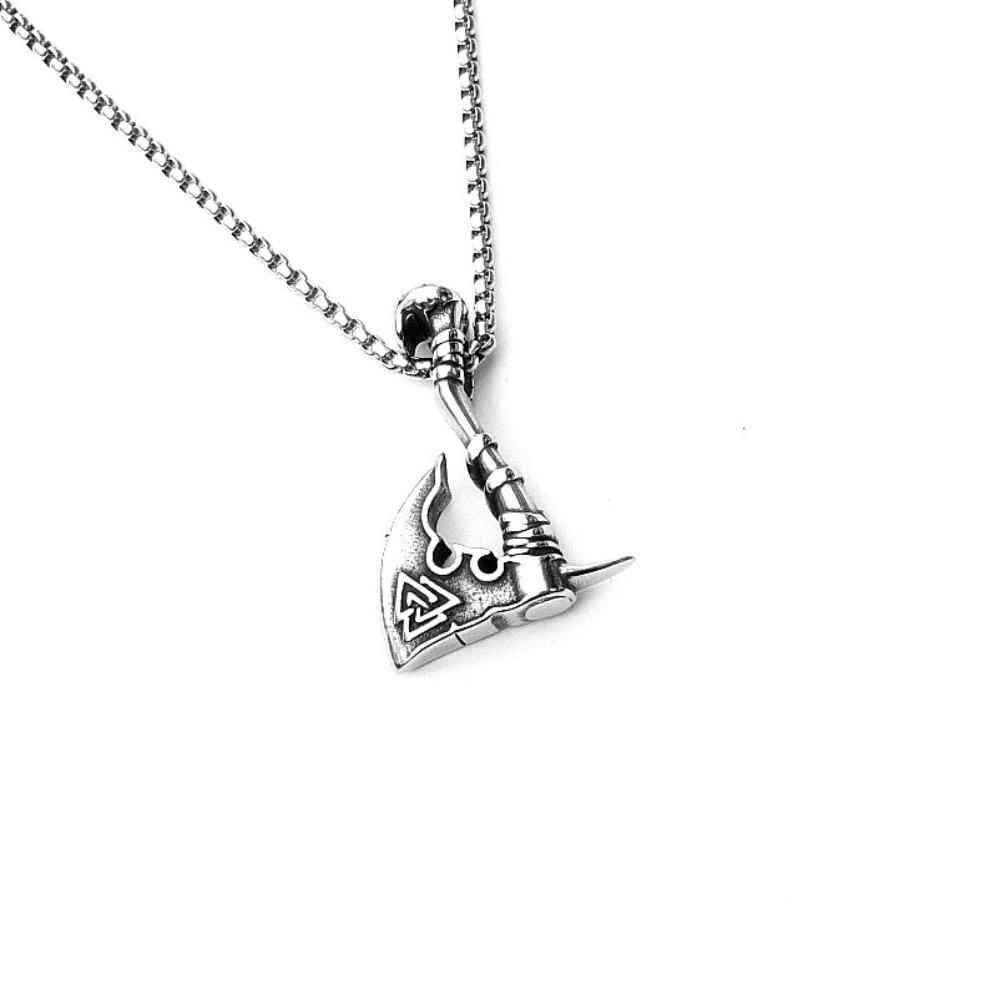 Vintage Viking Iron Triangle Shield Titanium Steel Pendant Necklace for Men