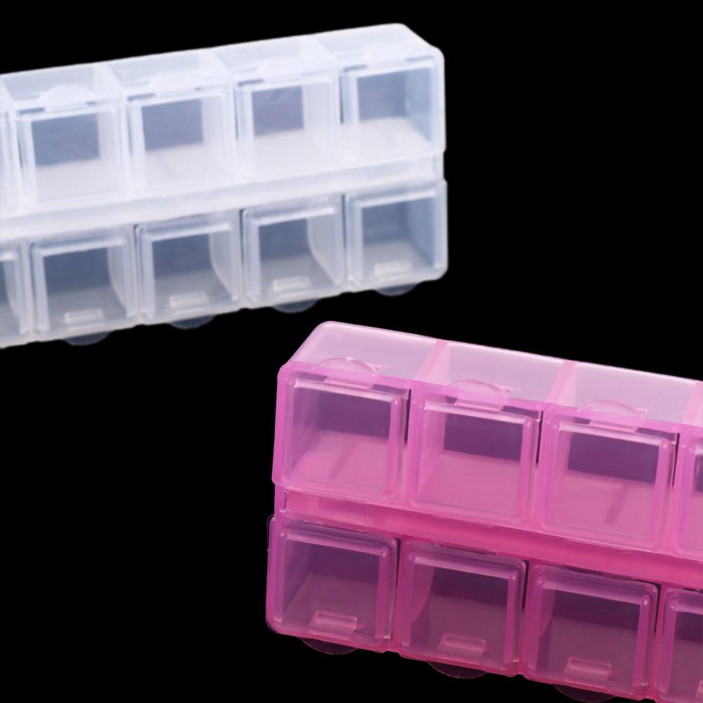 Transparent Bead Organizer Pink 10 Grid Square Box Organizer Storage Boxes  Table