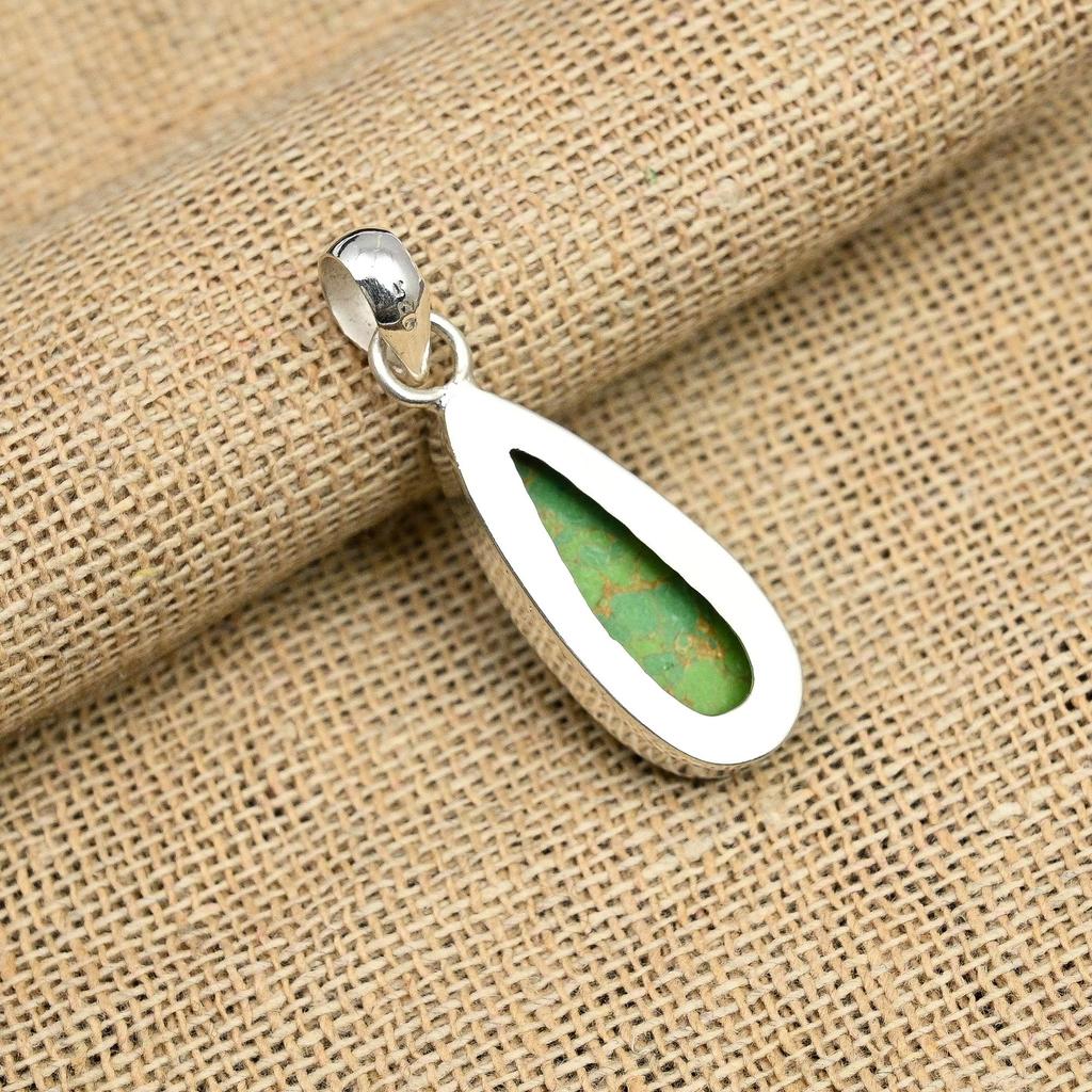 Incrível pingente de joia de prata esterlina 925 feito à mão com pedra preciosa turquesa de cobre verde para ela