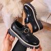 2025 new foreign trade large size loafers Lunfeng small leather shoes women's autumn new Japanese loafers with thick soles