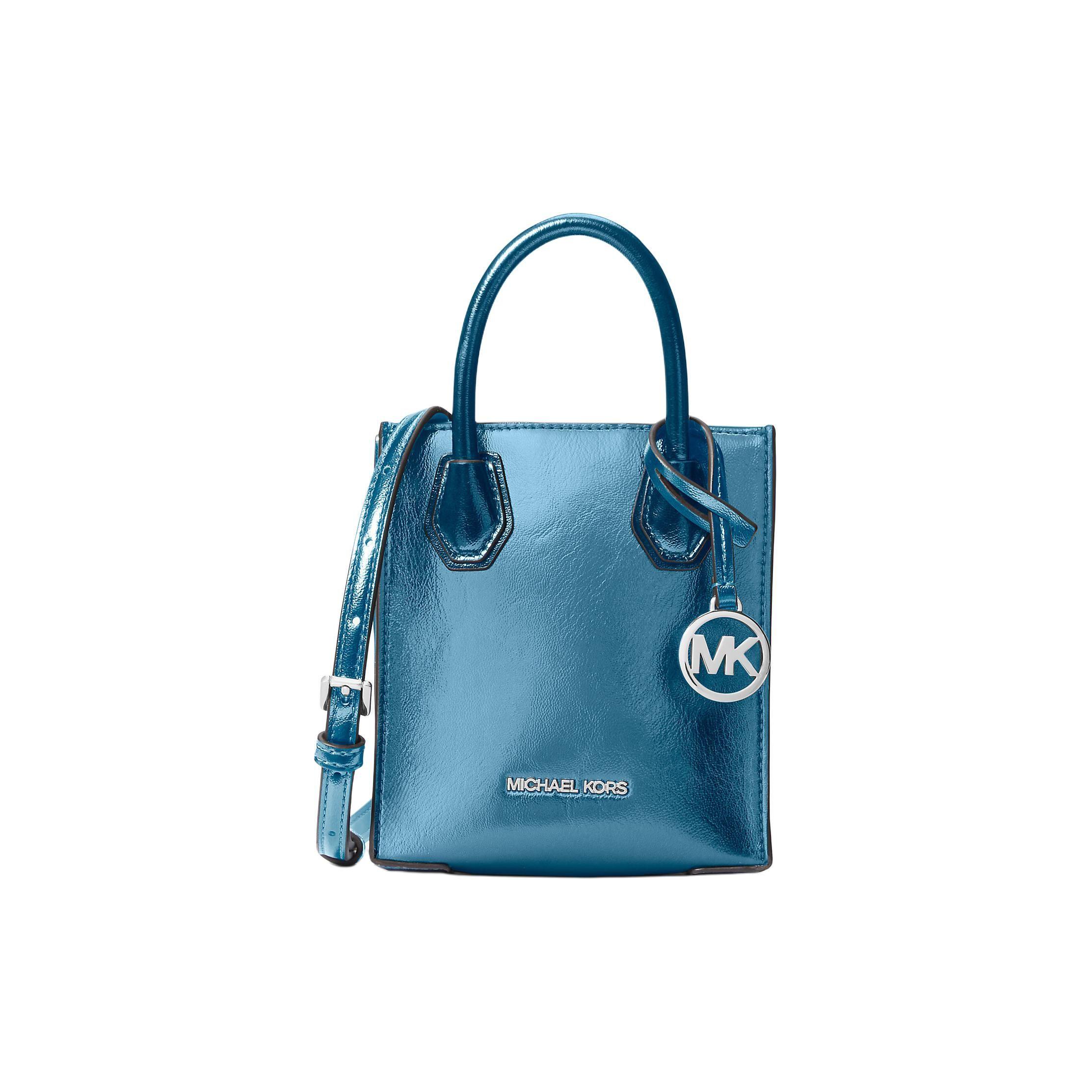 

Michael Kors MK Mercer Logo Snap Closure Patent Leather Shoulder Crossbody Bag Mini Women handbags Blue-Green 35H3SM9C0M-464 Basic Set (Bag+Dust Bag)