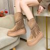 Fashion Tassel Boots Autumn New Round Toe Sleeve Platform Anti-Slip Wear-Resistant Short Shoe