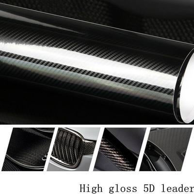Nieuwe 12"x60" 5D Ultra Glanzende Zwarte Carbon Fiber Vinyl Wrap Sticker/Decal