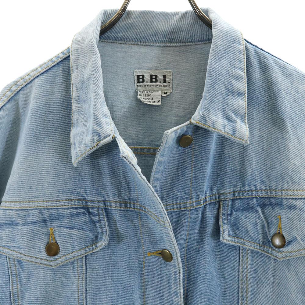 B.B.I. 90s Old Oversize Denim Jacket M Ice Blue Tracker Women Used