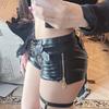 Pantalones cortos de cuero PU de tiro bajo retro Y2K para mujer