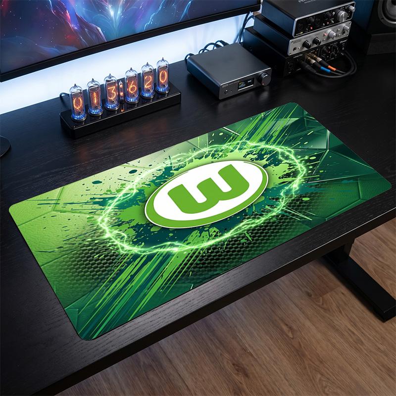 VfL Wolfsburg FC Theme Pattern Mouse Pad, Soccer Logo Design XXL Gaming Desk Mat Non-Slip Computer Mouse Pad