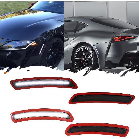 For 2020 2021 2022 Toyota GR Supra Front Bumper Fender Side Marker Reflectors Smoked Lens