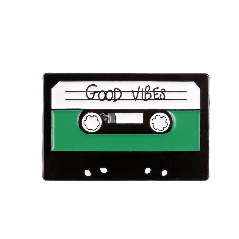 Magnetic Tape Radio Set Metal Enamel Pins Custom Myth Brooches Bag Clothes Lapel Pin Badge Animal Jewelry Gift For Kids Friends
