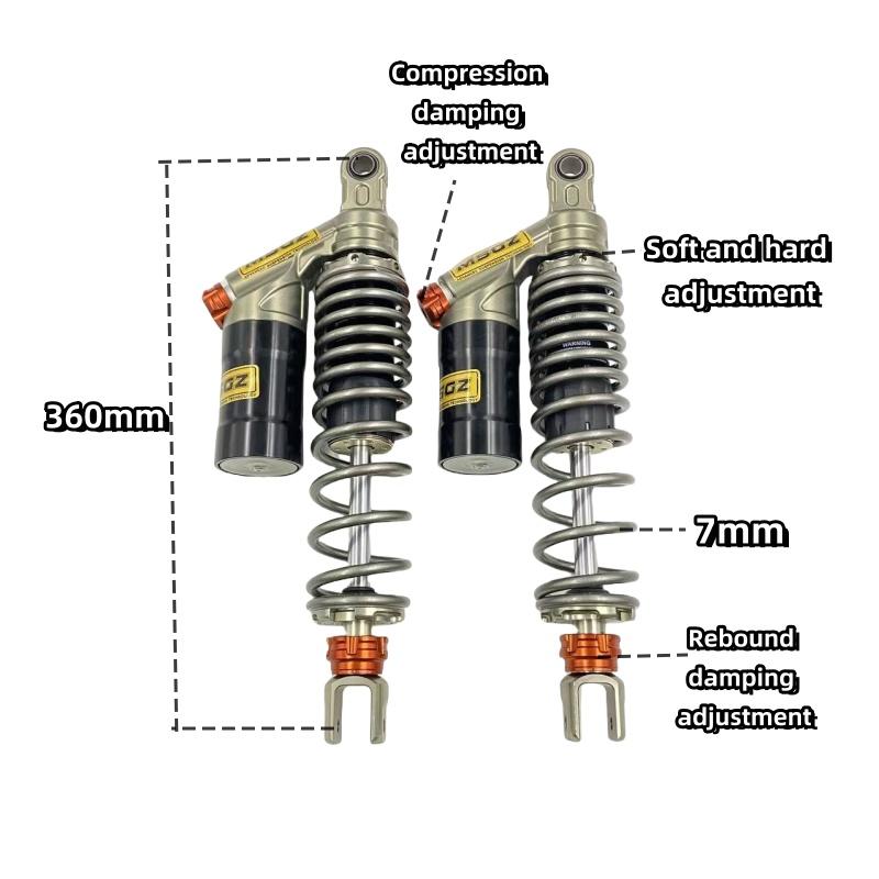 2pcs Motorcycle Universal 360mm 370mm Rear Adjust Air Shock Absorbers Suspension For Honda Yamaha Kawasaki Suzuki Ducati ATV