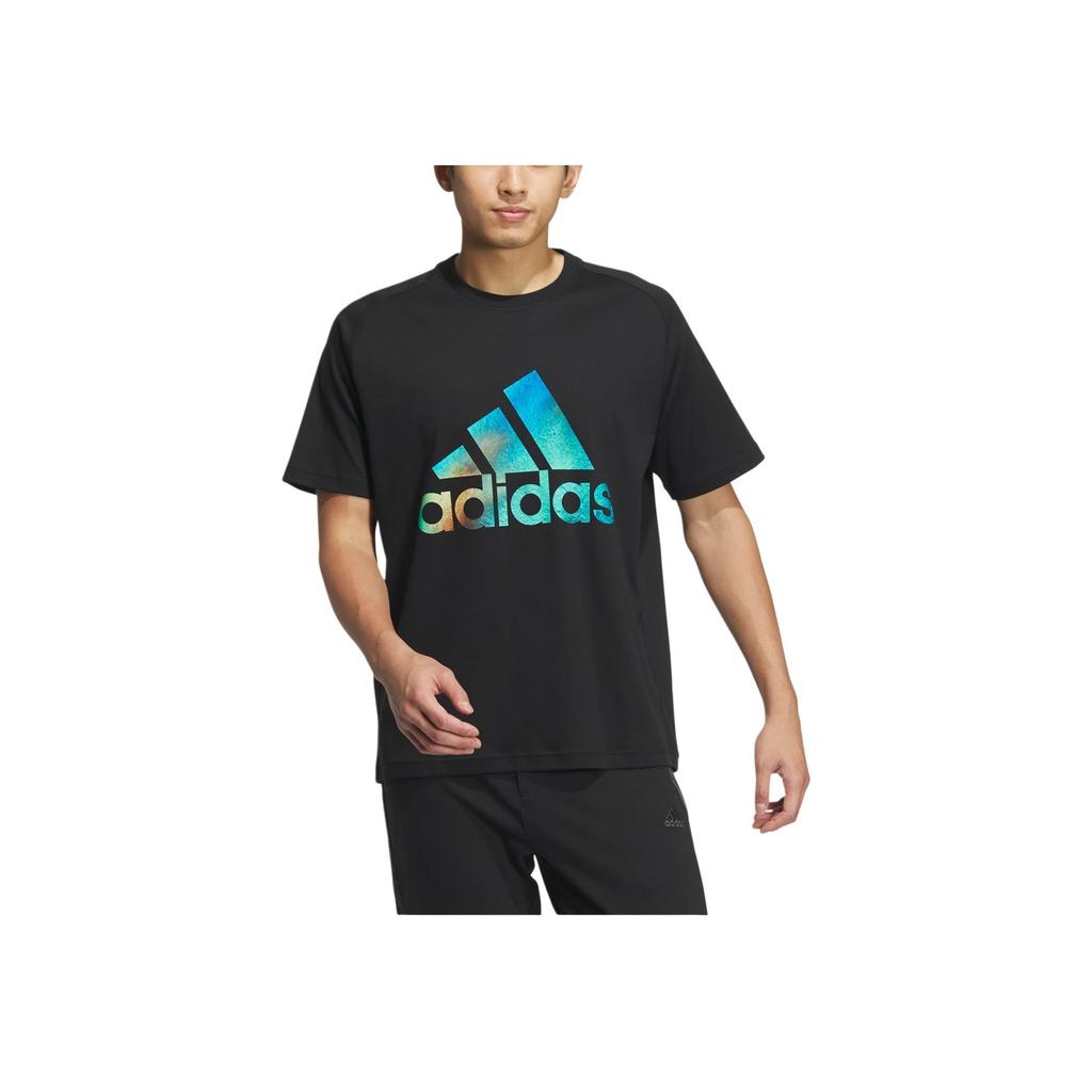 Adidas Letter Logo Printed Sports Casual Crew Neck Short Sleeve T-Shirt Men Tops Black JF0789