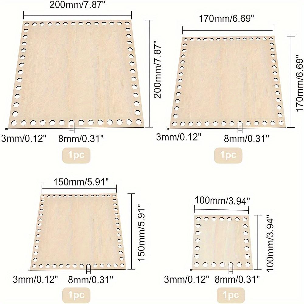 4pcs Wooden Basket Bottom for Knitting Crochet Basket Bag Square Shape Blank Wood Crafts Base for DIY Weaving