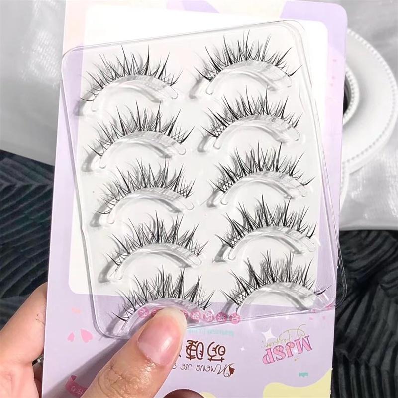 Eye Lashes 5 Pairs Winged Wispy Natural False Eyelashes Makeup Fox Eye Faux Mink Eyelashes
