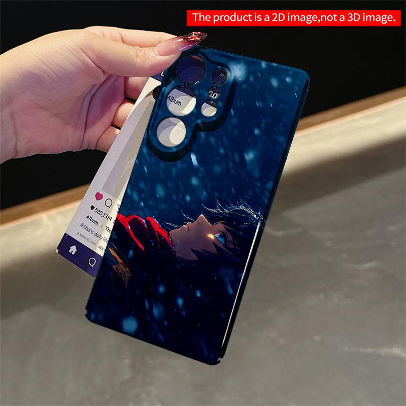 2DFlat Samsung Phone Case Snowfall Moment Anime Boy Phone Case Applicable To Galaxy S22 S23 S24 S25ULTRA S26 A12 A13 A14 A15 A16