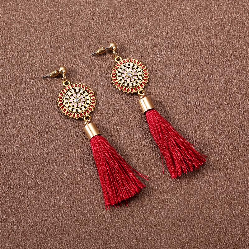 Handmade Retro Bohemian Ethnic Tassel Earrings for Women, Long Thai Style