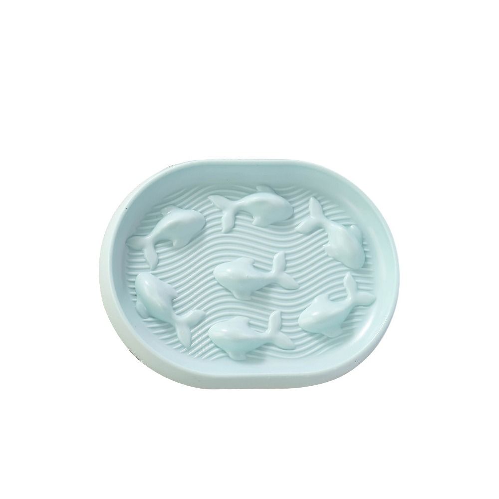 

Миска-кормушка для кошек из АБС-пластика овальной формы в виде рыбки, миски для питомцев высокого качества, медленные кормушки, принадлежности для кормления Blue-Ellipse