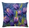 Tulip Oil Painting Print Home Decor Pillowcase Bedroom Living Room Sofa Decoration Polyester Cushion Cover With Zipper