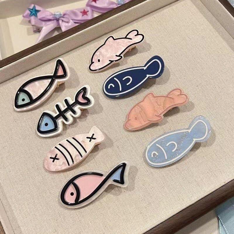 Japanese Kawaii Marine Animals Hair Clip Female Color Sweet Mini Small Fish Hair Clips Claw Hair Cute Accessoires Ins Girls Casual