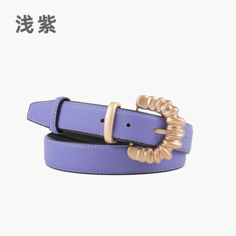 

Ремень из натуральной кожи с узором «личи» для женщин, повседневный ремень для джинсов и брюк, женский ремень 105cm светло-фиолетовый