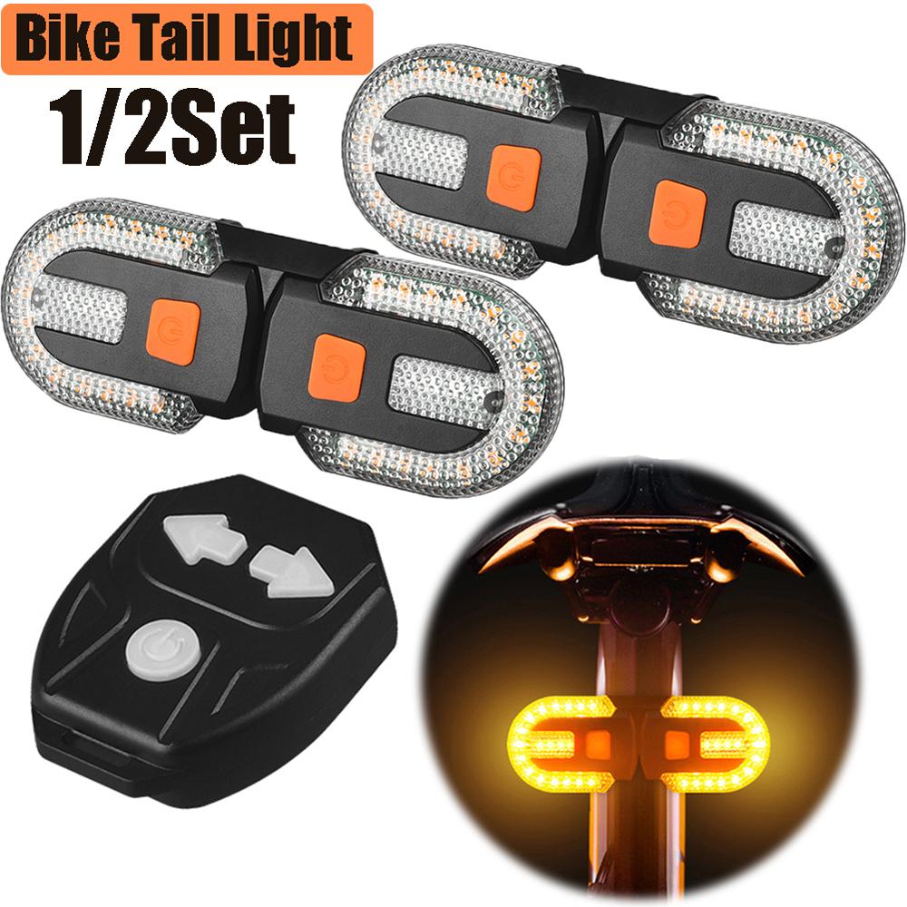 1/2Set Bicycle Turn Signal Light Wireless Remote Control Bike Tail Light Warning Cycling Light Bike Accessories for Night Riding