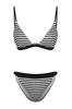 Women's New Season Bikini Set White-Blue Striped Triangle Textured Regular Bikini Set