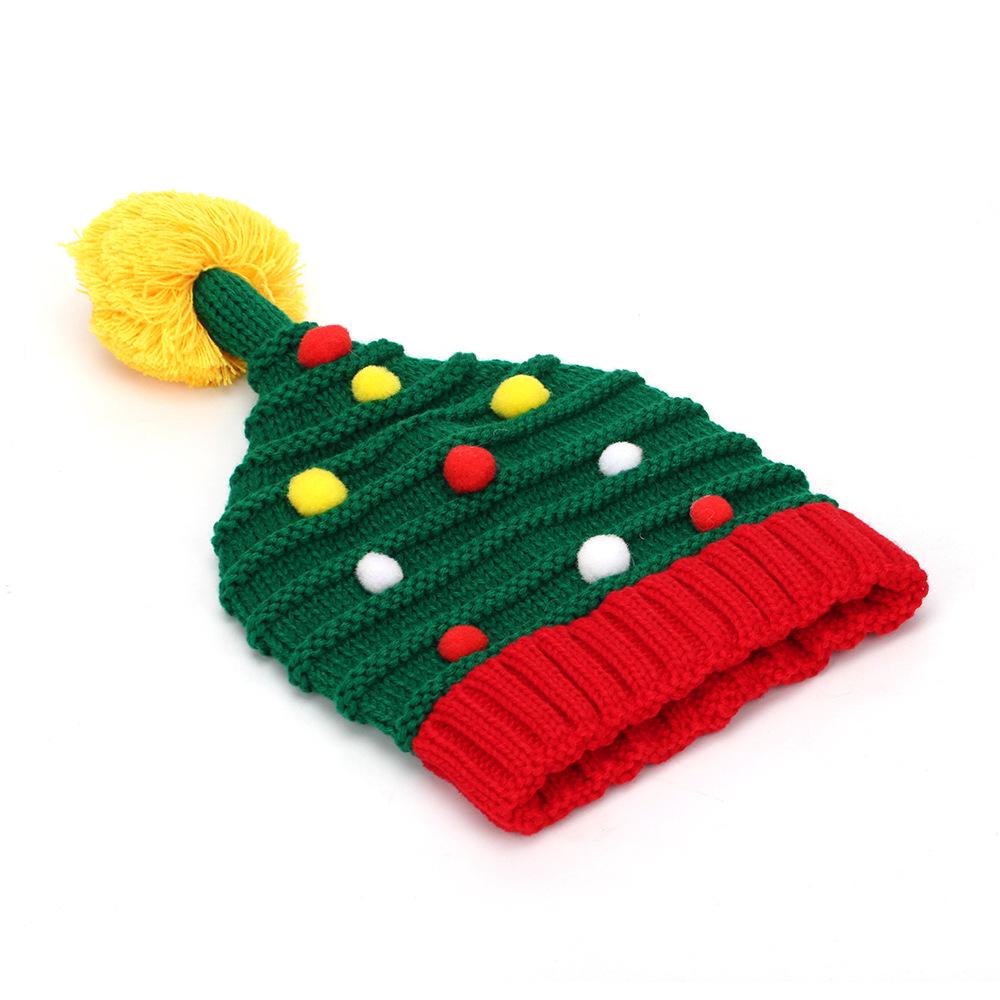 Gorro de Lã Unissex de Natal com Pom-Pom com Design de Alce e Papai Noel