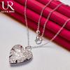 925 Sterling Silver Heart-shaped Hollow Pendant Necklace Fashionable Wedding Jewelry