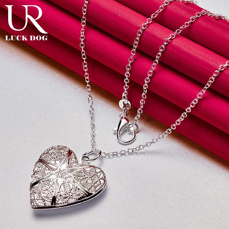 925 Sterling Silver Heart-shaped Hollow Pendant Necklace Fashionable Wedding Jewelry