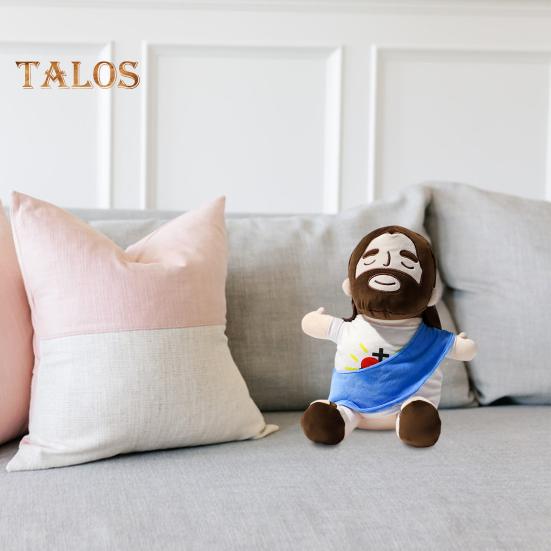 Breathing Jesus Plush Toy Heart of Jesus Stuffed Animal for Kids Soothing Savior Doll for Church Sunday School Easter Gift