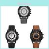 Mens Quartz Military Watch With Decorative Features And Leather Band For Daily Wear