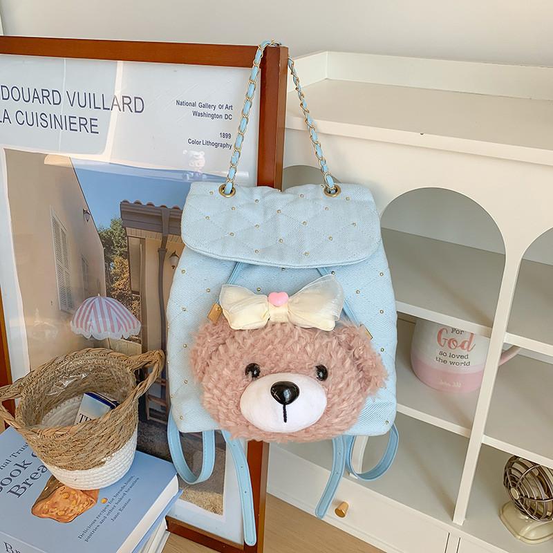 Lolita Bear Kids Backpack Canvas Girls School Teenager Cute Cartoon Style