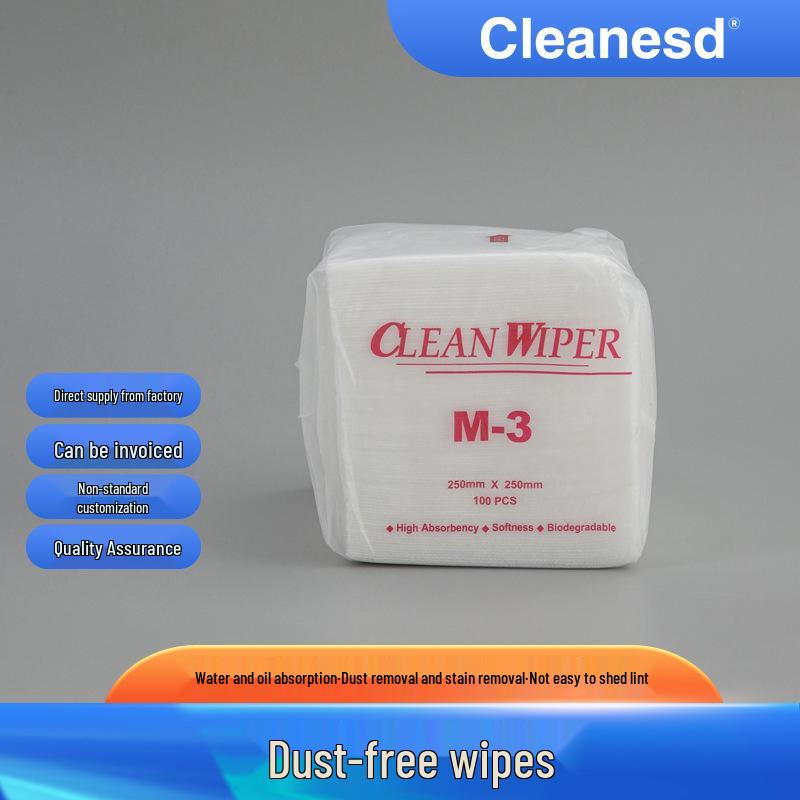 

Lint-Free Industrial Absorbent Wiping Paper m-3 - Water & Oil Resistant Non-Woven Cleaning Sheets 100 sheets/pack, 30 packs/box