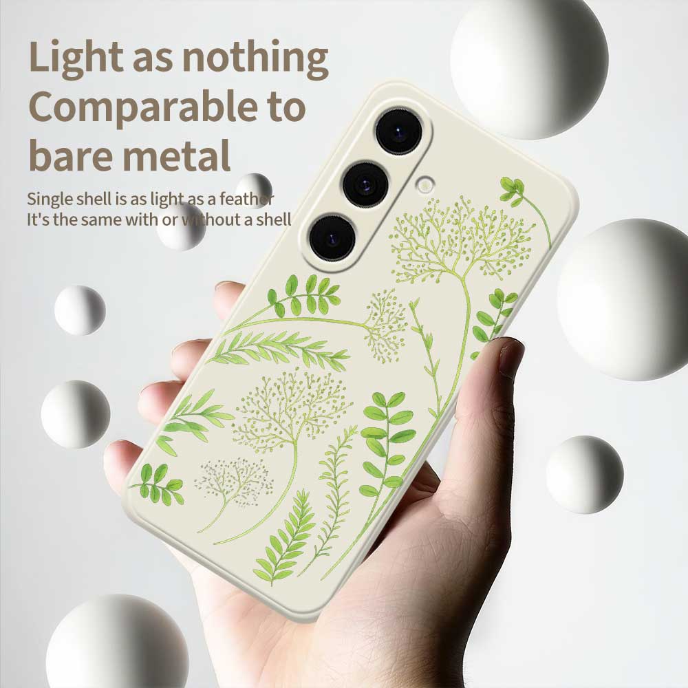 For Samsung Galaxy S25 FE Case Leaves Pattern Printing Straight Edge TPU Phone Back Cover