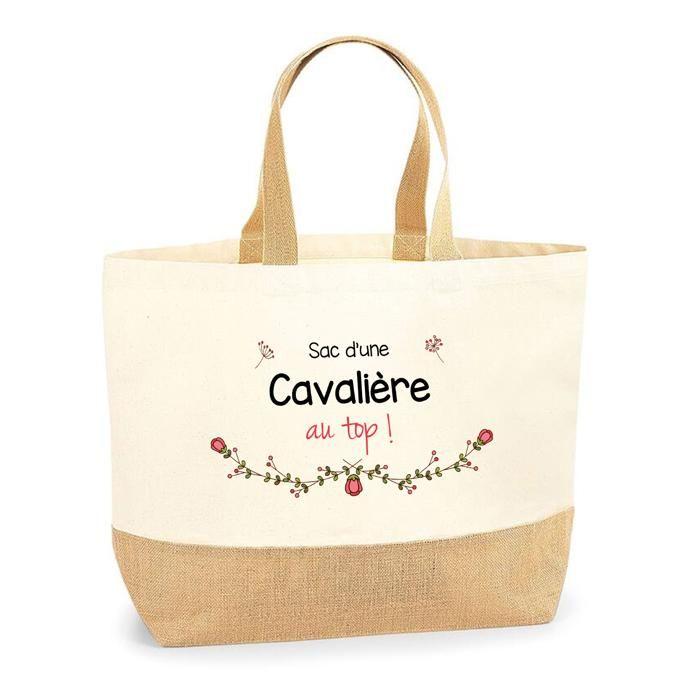 Tote bag / cabas en jute - PLANETEE - Cavalière au top - Multicolore - Jute naturel - Fabriqué en France