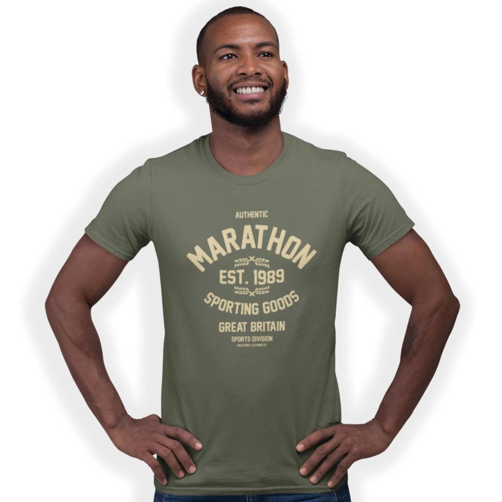 Authentic Marathon Hand Printed T-Shirt Birthday Gift M