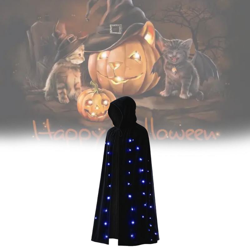 Cosplay Cloak Adult Light Up Features Fleece Fabric Halloween Ghost Dress Demon