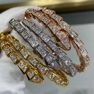 Frühlingsarmband mit Zirkonia in Schlangenform für Damen, 1 rosafarbenes offenes Schlangenknochenarmband