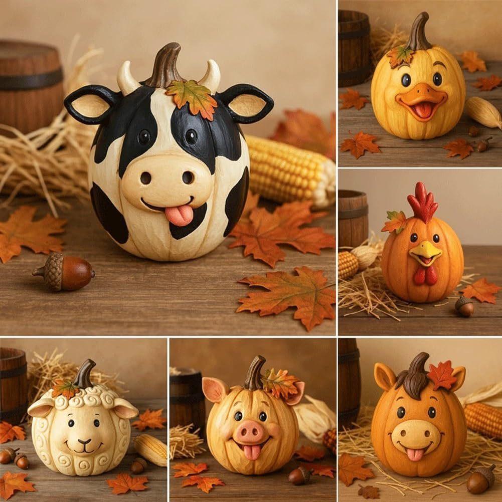 Farm Animal Pumpkin Sculpture Ornaments