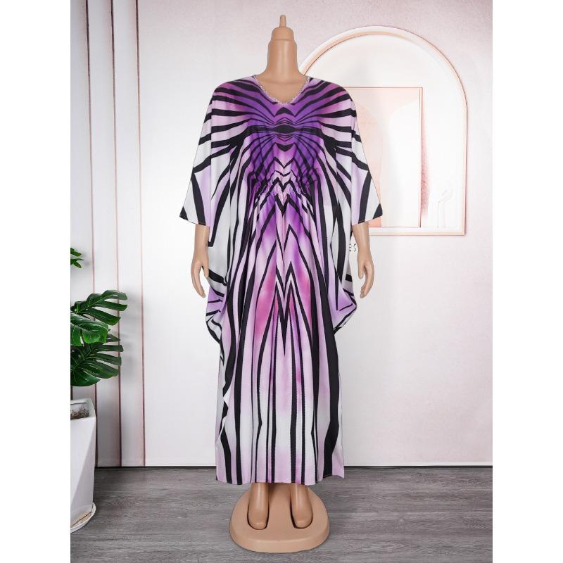 

Плюс Размер Женская мода Новое Полосатое Платье Талии One Size фиолетовый