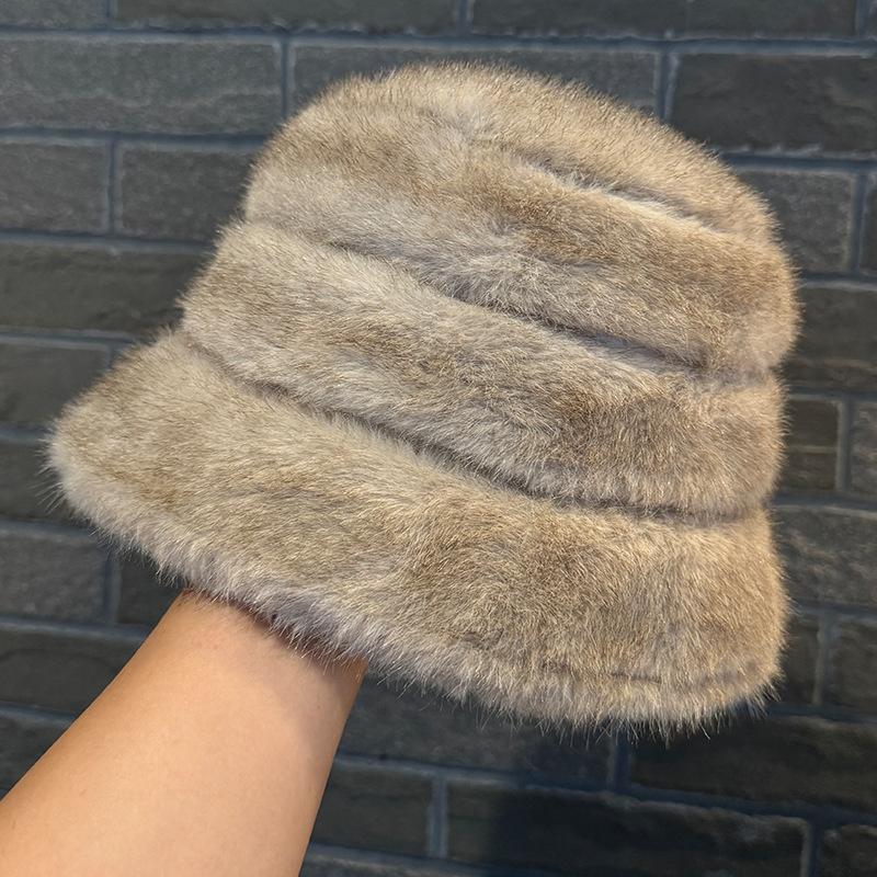 Winter Bucket Hat Fluffy Faux Fur Fisherman Cap, Breathable & Comfortable Thicken Winter Hats, Warm Lightweight Fleece Fisherman Cap for Women Men