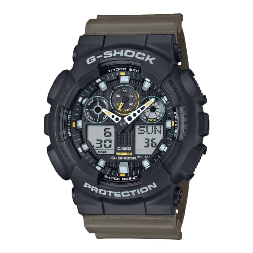 

Часы Casio G-Shock Серии Двухцветных Утилитарных Цветов GA-100TU-1A3JF Мужские Оливково-зеленые