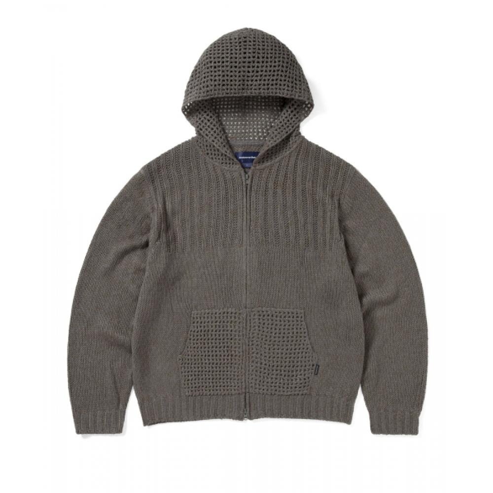 Thisisneverthat Crochet Knit Zip Up Hoodie Grey XL 14160₽