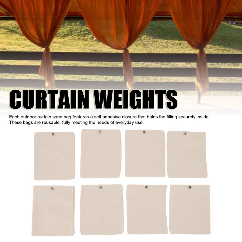 Curtain Weights Canvas Self Adhesive Closure Drapery Weighted Bags with Clamps for Tablecloth Picnic Mat