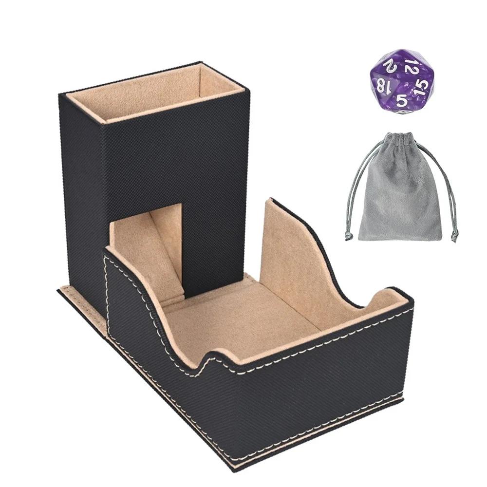 Tragbarer faltbarer Würfelturm mit Tasche Spezielles Design Würfelschale Praktische PU-Leder-Würfelbox für RPG Tabletop-Spiele