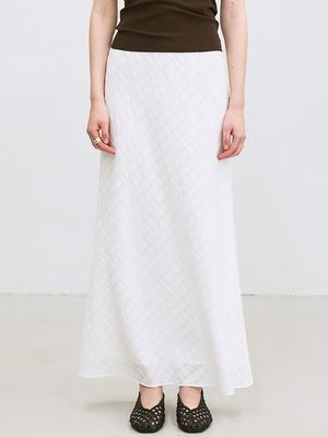 Le Plaid Bias Maxi Skirt (White)