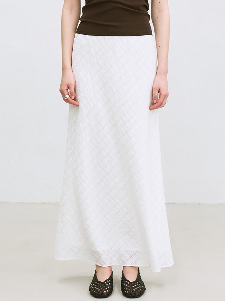 Le Plaid Bias Maxi Skirt (White)