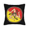 Sicilia Map  Square Pillow Case Polyester Cushions for Sofa Trinacria of Sicily  Casual Pillowcover Home Decor