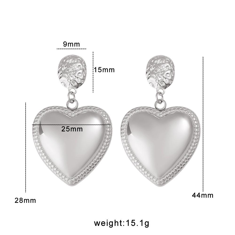 Elegant Heart Drop Earrings: Retro European & American Style in 18K Gold Titanium Steel