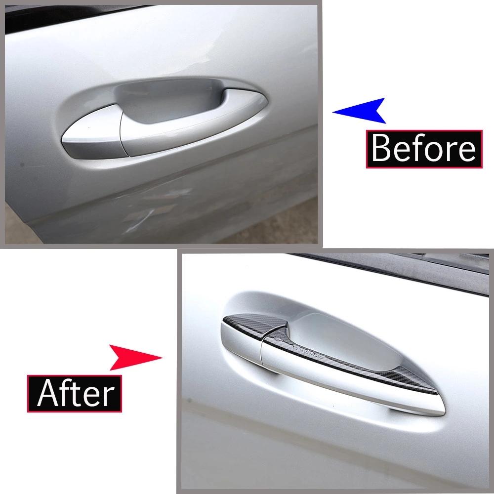 4 x Carbon Fiber ABS Chrome Obložení kliky dveří auta Mercedes Benz A GLK GL ML C Třída W204 X204 W176 S LOGO auta