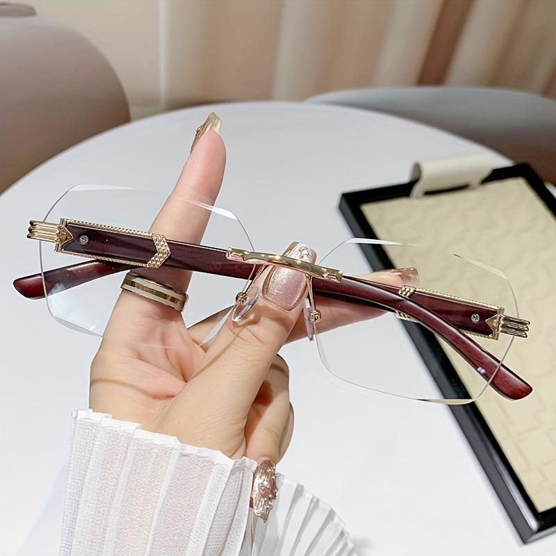 New Frameless Wood Grain Temple Edge Glasses for Men and Women Fashionable Eyewear